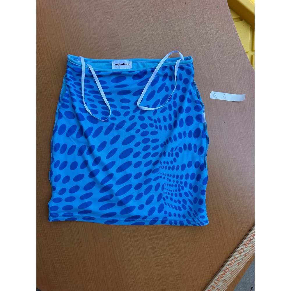 Revolve Superdown Blue Abstract Dot Ruched Mini Skirt Womens XS
